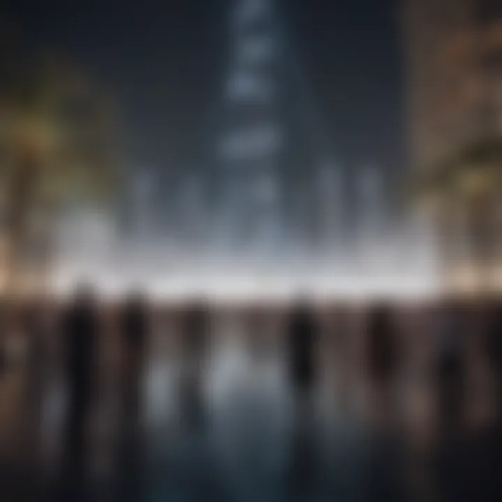 Spectators enjoying the Burj Khalifa Fountain performance