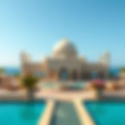 Stunning view of قصر الشاطئ's exquisite architecture against the azure sea.