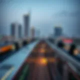 Aerial view of Dubai Metro in motion