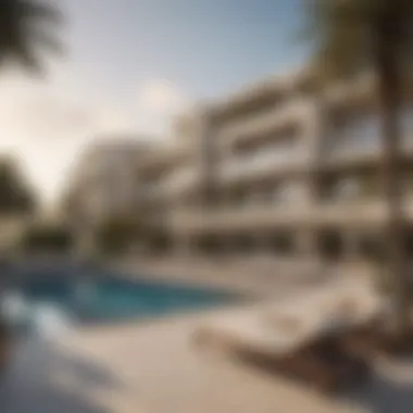Prime Location of Elz Residence Arjan Panoramic view of the surroundings of Elz Residence Arjan, emphasizing its prime location in Dubai