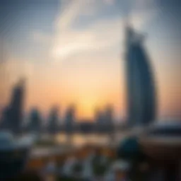 Stunning view of Etihad Towers at sunset