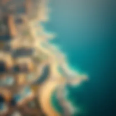 An aerial view of Dubai's coastline with beach properties