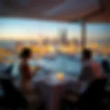 A romantic dinner setting overlooking the Dubai skyline