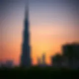 Stunning view of Burj Al Salam against a sunset sky