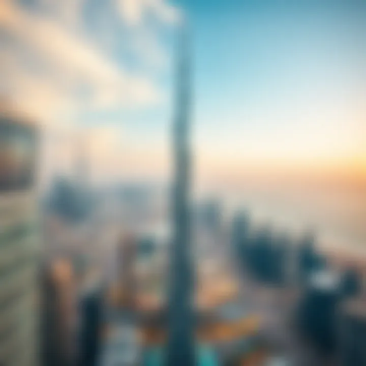 Aerial view of Burj Khalifa showcasing its grandeur and surrounding skyline