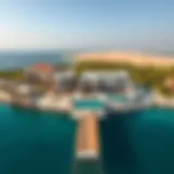 Aerial view of luxury island villas in Dubai