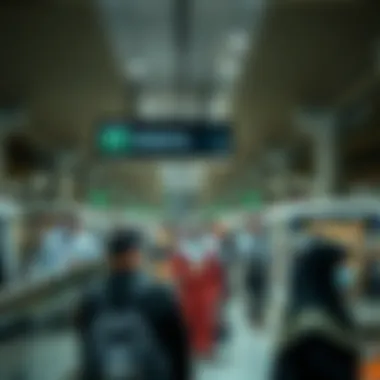 Commuters at Jebel Ali Metro Station illustrating daily traffic and transit activity