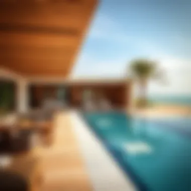 Exclusive Amenities of Jomana Meraas Luxurious amenities at Jomana Meraas including a pool and lounge area