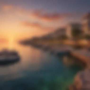 Stunning sunset over the waterfront properties on Marjan Island