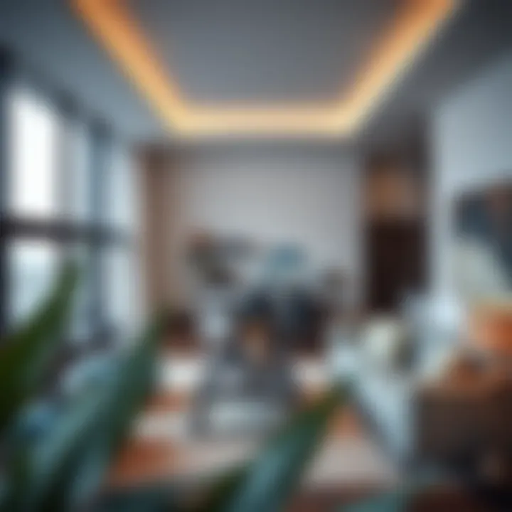 A stylish interior of a luxury property in Nad Al Shiba, emphasizing modern living