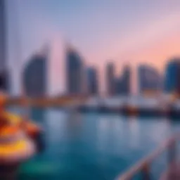 Stunning view of the Dubai Marina at sunset