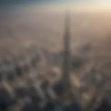 Aerial view of the iconic Burj Khalifa surrounded by cityscape