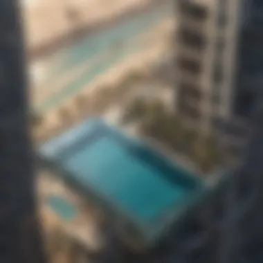 Aerial View of Dubai's Opulent Sky Pool Stunning aerial view of a luxurious sky pool in Dubai