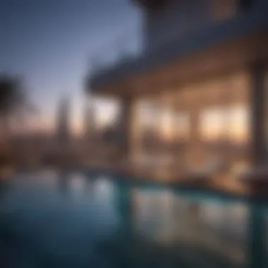 Evening Elegance at Dubai's Sky Pool Elegant evening scene at a sky pool in Dubai