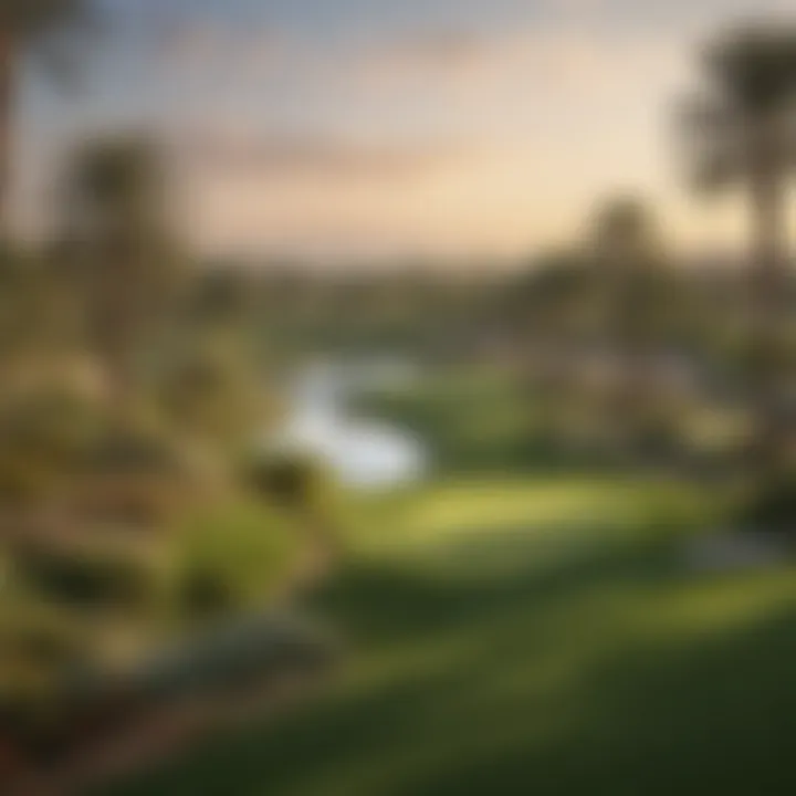 Beautifully landscaped gardens and recreational areas within the Golf Grand Dubai Hills community