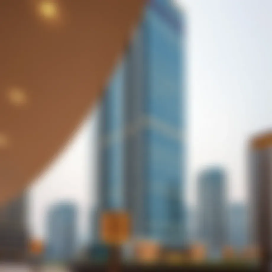 Architectural view of Habtoor Business Tower showcasing its unique design