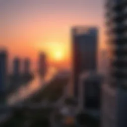 Stunning view of Jewel of Creek Dubai at sunset