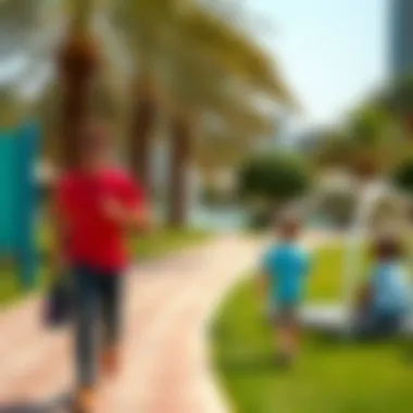 Visitors enjoying recreational activities in Khalifa Park