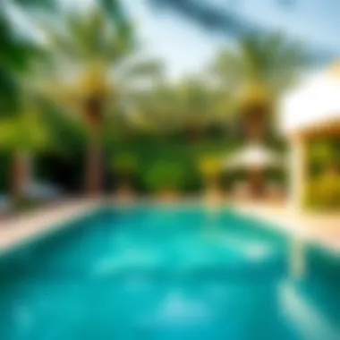 Serene Poolside Oasis in Dubai Gorgeous outdoor pool area surrounded by greenery
